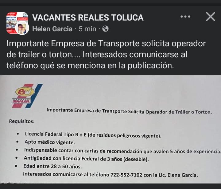 Chófer para Trailer o Torton